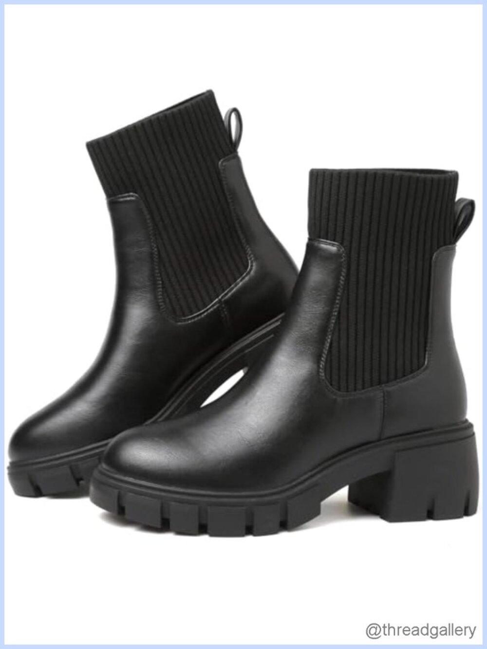 ziitop Women Platform Chelsea Boots PU Leather Lug Sole Ankle Booties Slip-On